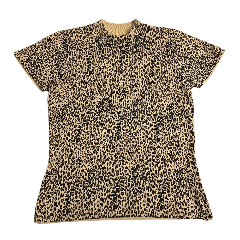 August Silk Top Small Leopard Mock Neck Mob Wife‎ Baddie Maximalist Stretch Knit